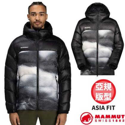 【MAMMUT 長毛象】男 Gravity AF 輕量透氣防潑水連帽羽絨外/1013-03260-0047 黑/白 