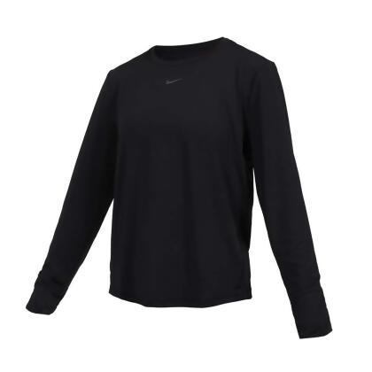 NIKE 女DRI-FIT長袖T恤-休閒 慢跑 運動 上衣 黑灰 