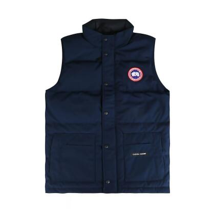CANADA GOOSE Freestyle標誌刺繡LOGO布章設計聚酯纖維羽絨背心(男款/深藍) 