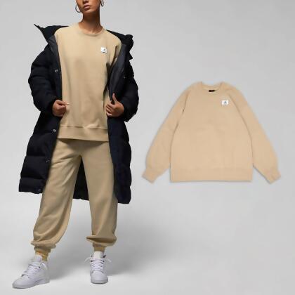 Nike 長袖 Jordan Flight 女款 卡其 棕 寬鬆 喬丹 大學T 衛衣 DQ4600-254 