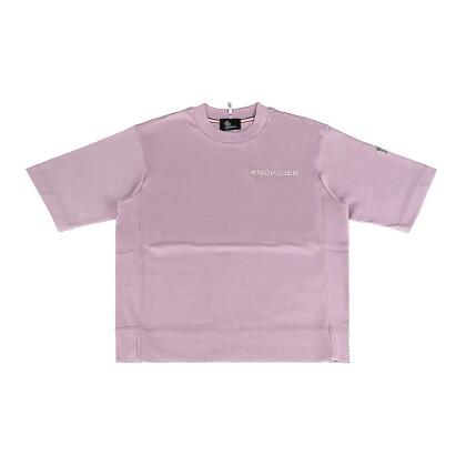 MONCLER Grenoble顛倒橡膠粉字LOGO純棉圓領短袖T恤(女款/紫粉) 