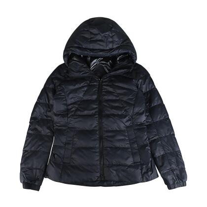CANADA GOOSE Abbott內標籤LOGO輕量羽絨連帽外套(女款/黑) 