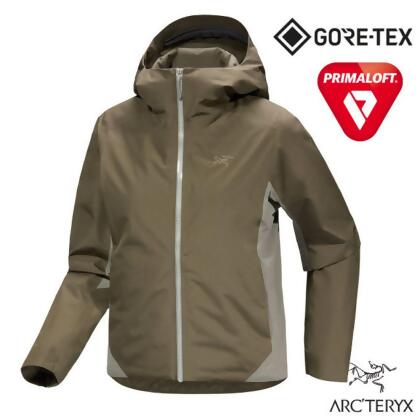 【ARCTERYX 始祖鳥】女 Solano 防風防水保暖透氣化纖連帽外套/X000009163 龍紋綠/糧草綠 