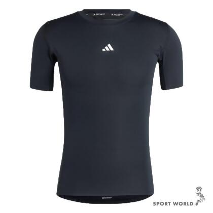【下殺】Adidas 緊身衣 短袖上衣 男裝 排汗 黑 JE6698 