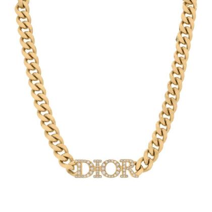 【DIOR】Dio(r)evolution 水晶標誌鎖鏈設計頸鍊/短項鍊(金色)_展示品 