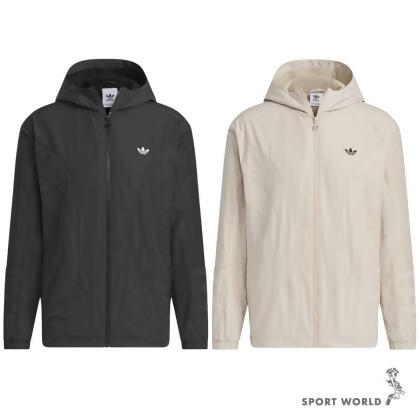 【下殺】Adidas 連帽外套 男裝 風衣 輕量 黑/米 JD6392/JD6393 