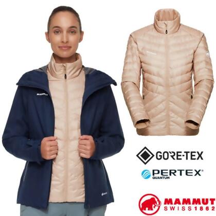 【MAMMUT 長毛象】女 Convey 防風防水連帽兩件式外套/1010-29061-50579 海洋藍/薩凡納褐 
