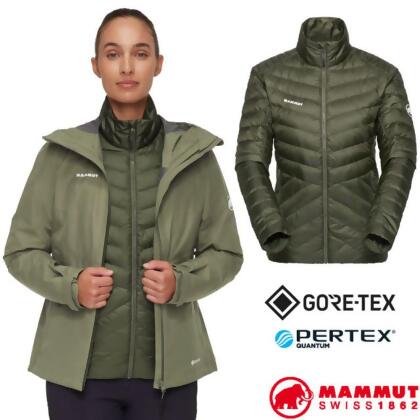 【MAMMUT 長毛象】女 Convey 防風防水連帽兩件式外套/1010-29061-40300 沼澤綠/深沼澤綠 