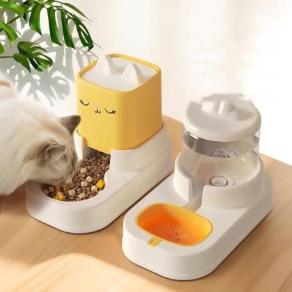 寵物愛家 貓狗用品寵物虹吸原理自動餵食流動飲水器