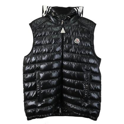 MONCLER 品牌經典雙向拉鍊連帽羽絨背心.黑 