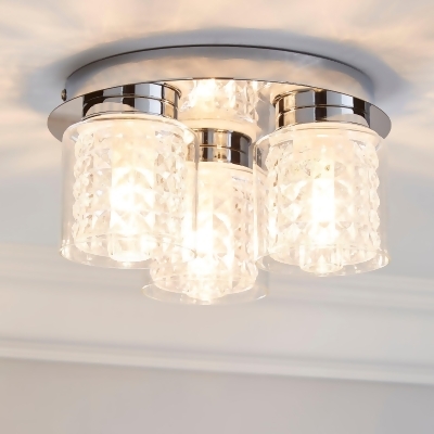 Ceiling Lights In Lighting Accessories At Com Uk Home - Delavin 1 Light Pendant Glass Flush Bathroom Ceiling Fitting