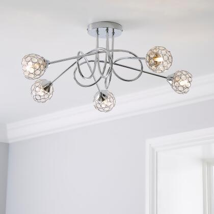 seychelles 5 light chrome ceiling fitting