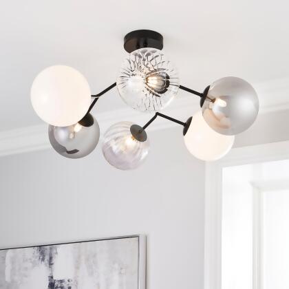 caelus brushed chrome effect 6 lamp ceiling light