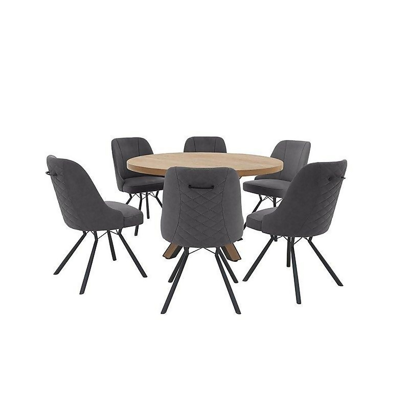 Detroit Round Dining Table And 6 Chairs Grey From Furniture Village At Com Uk 6 Detroit Dining Chairs Grey, Round Dining Table Furniture Village