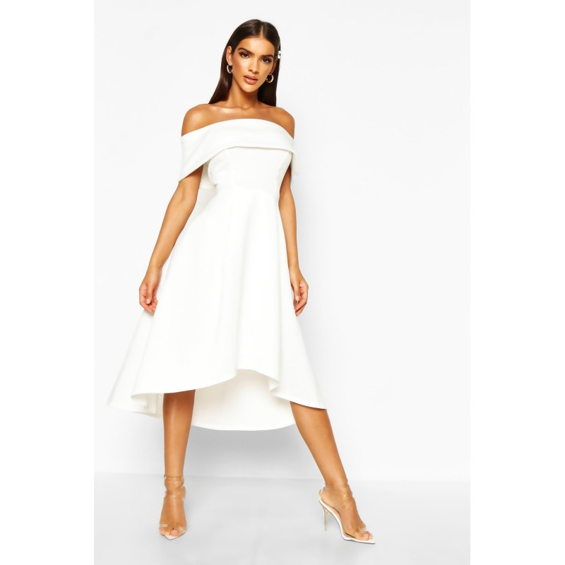 Off shoulder dip hem dress Clearance
