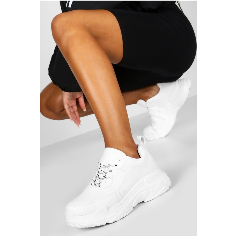 chunky platform white trainers