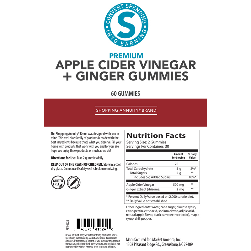 Shopping Annuity&#174; Brand Premium Apple Cider Vinegar + Ginger Gummies alternate image
