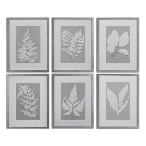 Set of 6 Modern Graphic Gray Leaves Framed Print Wall Art 26 - All