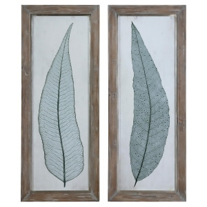 Set of 2 Tall Green Leaf Specimen Framed Print Wall Art 40 - All