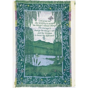 Multi-colored Serenity Prayer Tropical Floral Border Jacquard Woven Two and A Half Layer Throw Blanket 46 X 60 - All