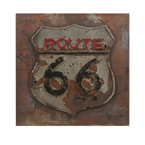 31.5 Hand Painted Historic Route 66 Three Dimensional Distressed Metal Art - All