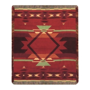Native American Inspired Flame Colored Jacquard Woven Fringed Throw Blanket 50 X 60 - All