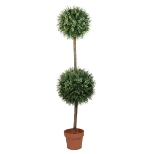 55.5 Potted Two-Tone Artificial Boxwood Double Ball Topiary Tree - All
