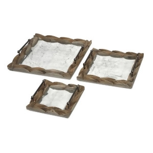 Set of 3 Vintage-Style Wooden Carved Rustic Serving Trays 19.5 - All
