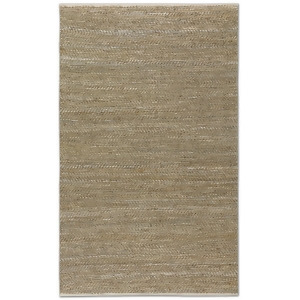 8' x 10' Lamis Beige Gray Hand Woven Recycled Leather and Hemp Area Throw Rug - All