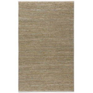 5' x 8' Lamis Beige Gray Hand Woven Recycled Leather and Hemp Area Throw Rug - All