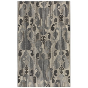 5' x 8' Sulastri Ikat Gray Hand Tufted Wool Area Throw Rug - All