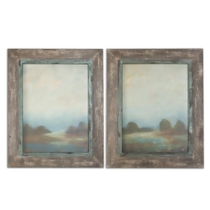 Set of 2 Hand Finished Sunrise Vista Oil Reproduction Print Framed Wall Art 31 - All