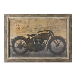 42 Hand Finished Route 66 Motorcycle Oil Reproduction Print Framed Wall Art - All