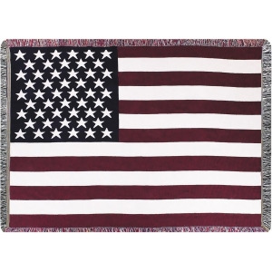 American Flag Jacquard Woven Fringed Throw Blanket 46 X 60 - All