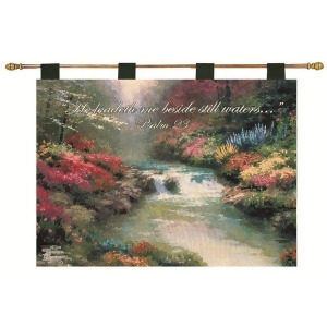 Thomas Kinkade Still Waters Religious Pictorial Wall Art Hanging Tapestry 26 x 36 - All