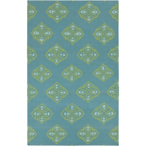 2' x 3' Stylish Serenity Aqua Blue and Lime Green Reversible Hand Woven Wool Area Throw Rug - All