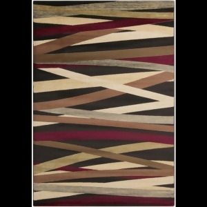 4' x 5.5' Bamboo Forest Brown Tan and Maroon Red Shed-Free Area Throw Rug - All