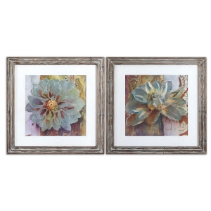 Set of 2 Colorful Southwest-Style Floral Plant Framed Print Wall Art - All
