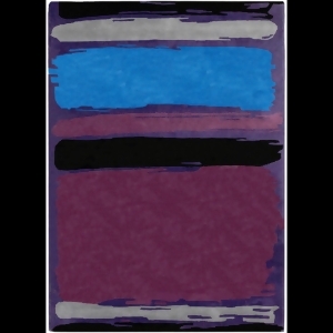 3.25' x 5.25' Distressed Banding Plum Violet Blue and Black Wool Area Throw Rug - All