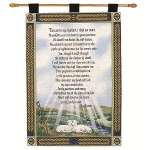 23Rd Psalm Green Pastures Religious Verse Wall Art Hanging Tapestry 26 x 36 - All