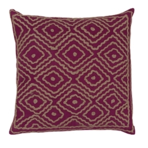 22 x 22 Purple Pansy and Earthtone Beige Diamond Vision Decorative Throw Pillow - All