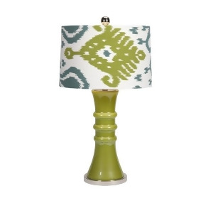 29 Morgan Retro Green Glass Table Lamp with Drum Shade - All