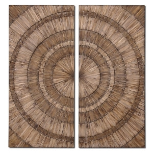 Set of 2 Burnished Radiating Concentric Circles Wood Panel Wall Art 52 - All