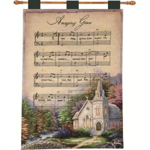 Nicky Boehme Colorful Lush Country Scene with Amazing Grace Hymn Wall Art Hanging Tapestry 26 x 36 - All