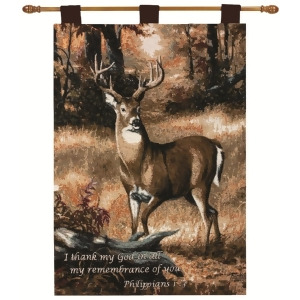 Linda Picken Buck in the Forest Pictorial Religious Verse Wall Art Hanging Tapestry 26 x 36 - All