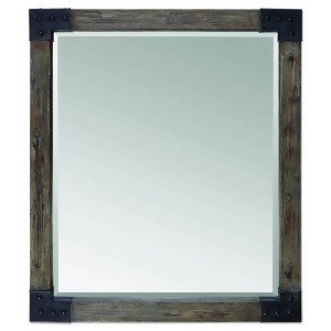 46 Aged Gray Weathered Wood Black Framed Beveled Rectangular Wall Mirror - All