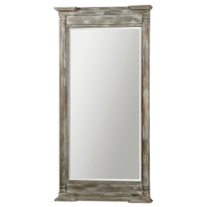 74 Oversized Ivory Gray Weathered Wood Framed Beveled Rectangular Wall Mirror - All