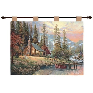 Thomas Kinkade Peace Retreat Pictorial Wall Art Hanging Tapestry 26 x 36 - All
