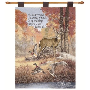 Linda Picken Fall by the Creek Religious Verse Pictorial Wall Art Hanging Tapestry 26 x 36 - All