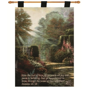 Thomas Kinkade Secret Garden Religious Verse Pictorial Wall Art Hanging Tapestry 26 x 36 - All